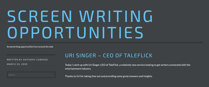 Screenwriting Opportunities: Interview with Uri Singer